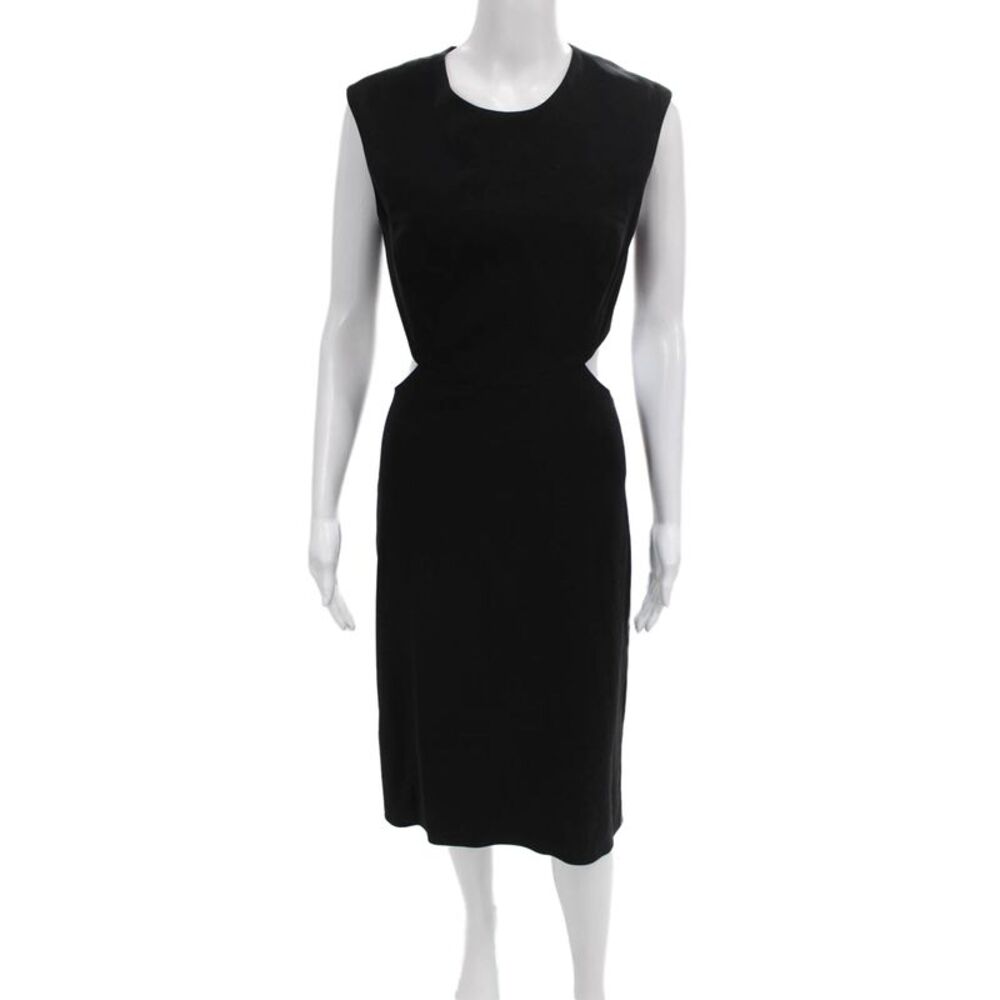 Halston Heritage Women Sheath Dress Black Sleeveless Zip Size 4